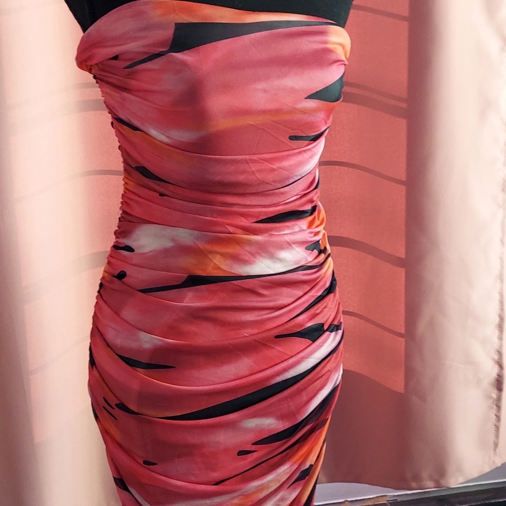 Strapless, ruched dress